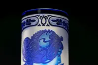 Ваза из граненого хрусталя голубого цвета SEB320MP