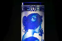 Ваза из граненого хрусталя голубого цвета SEB320MP